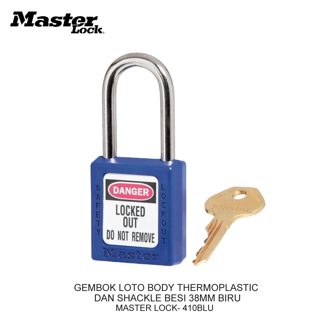 GEMBOK LOTO BODY THERMOPLASTIC DAN SHACKLE BESI 38MM BIRU