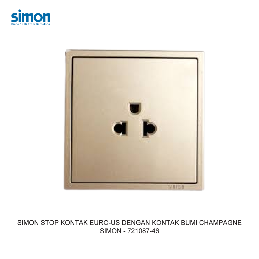 SIMON E6 STOP KONTAK EURO-US DENGAN KONTAK BUMI CHAMPAGNE