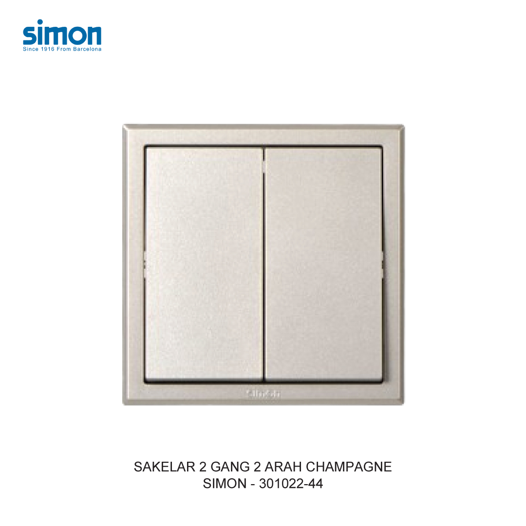 SIMON E3 SAKELAR 2 GANG 2 ARAH CHAMPAGNE