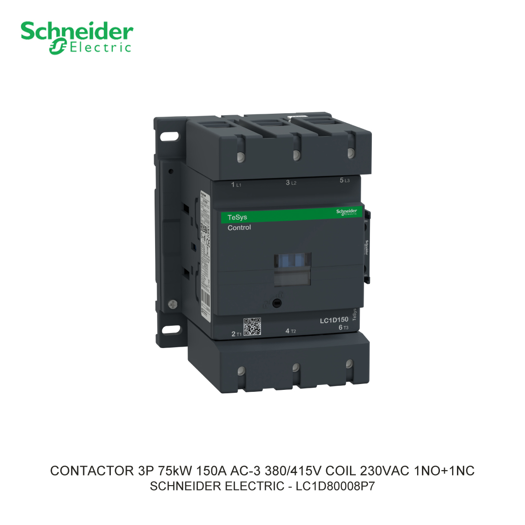 CONTACTOR 3P 75kW 150A AC-3 380/415V COIL 230VAC 1NO+1NC