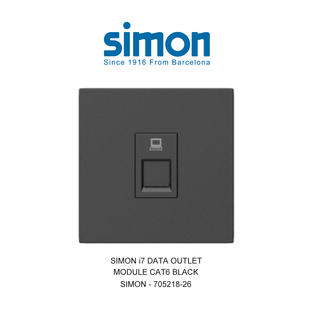 SIMON i7 STOP KONTAK MODUL DATA OUTLET CAT6 HITAM
