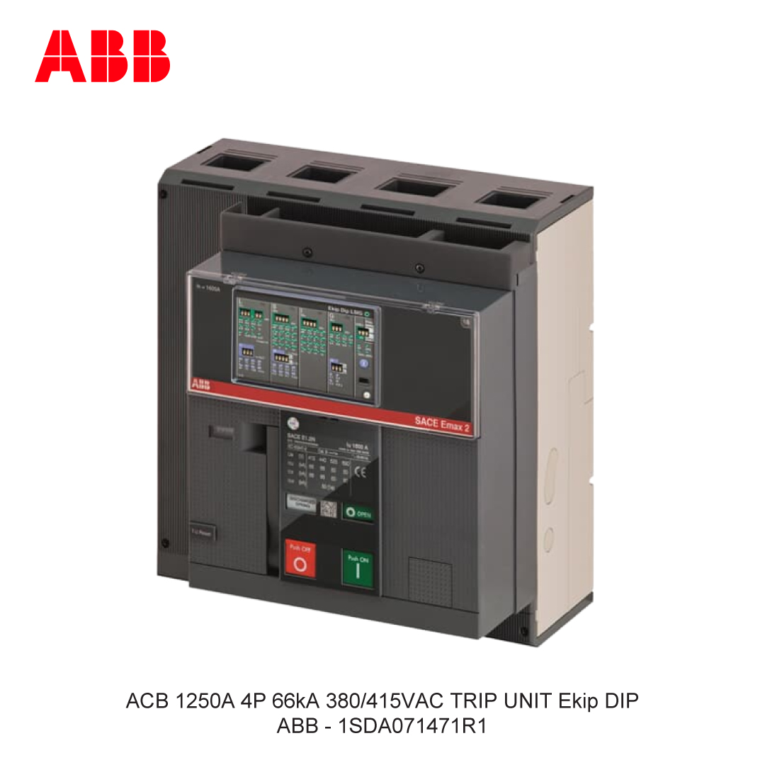 ACB 1250A 4P 66kA 380/415VAC TRIP UNIT Ekip DIP ABB