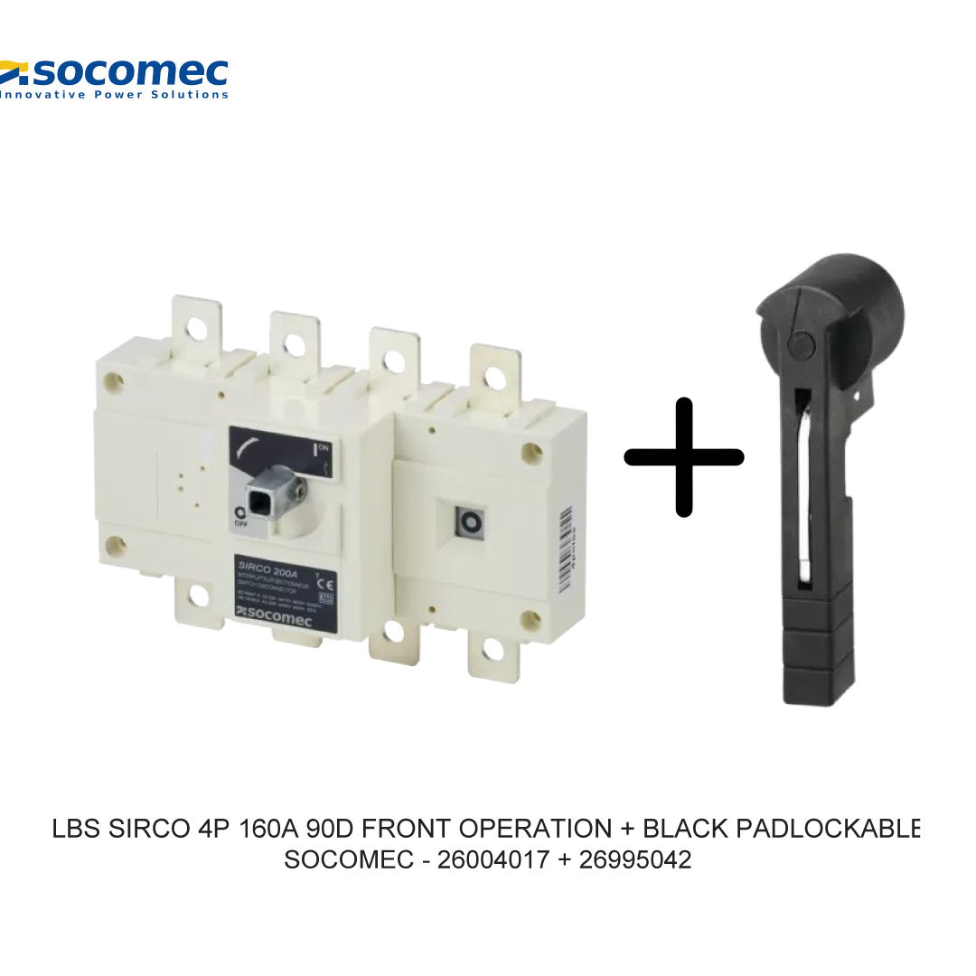 LBS SIRCO 4P 160A 90D FRONT OPERATION + BLACK PADLOCKABLE HANDLE
