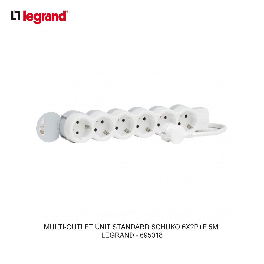 MULTI-OUTLET UNIT STANDARD SCHUKO 6X2P+E 5M
