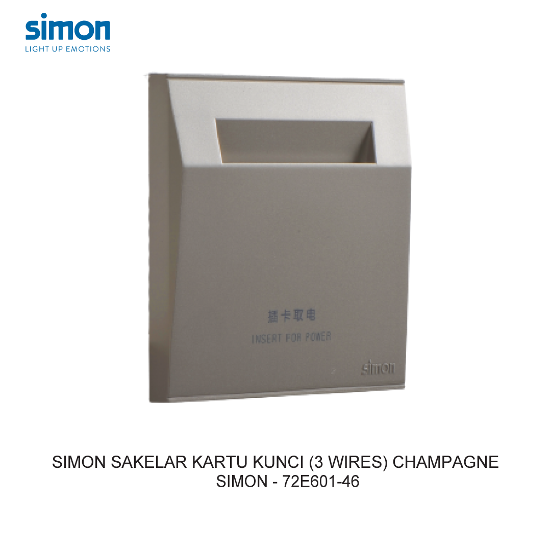 SIMON E6 SAKELAR KARTU KUNCI (3 WIRES) CHAMPAGNE