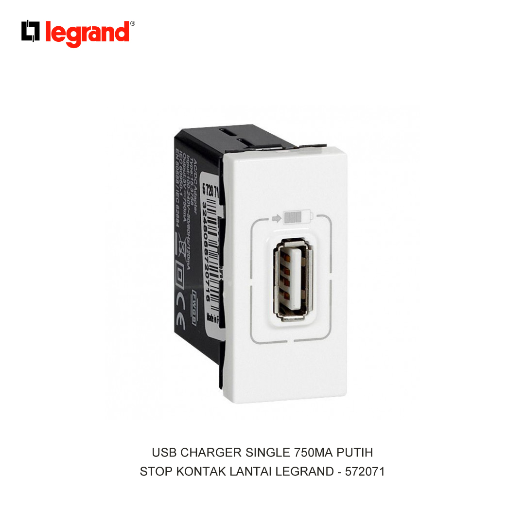 USB CHARGER SINGLE 750MA WHITE