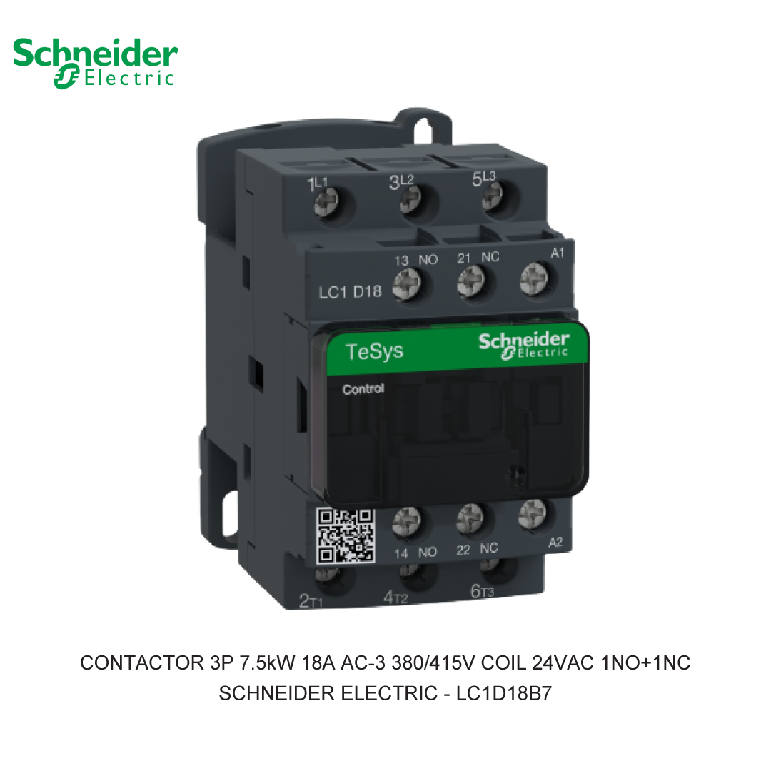 CONTACTOR 3P 7.5kW 18A AC-3 380/415V COIL 24VAC 1NO+1NC