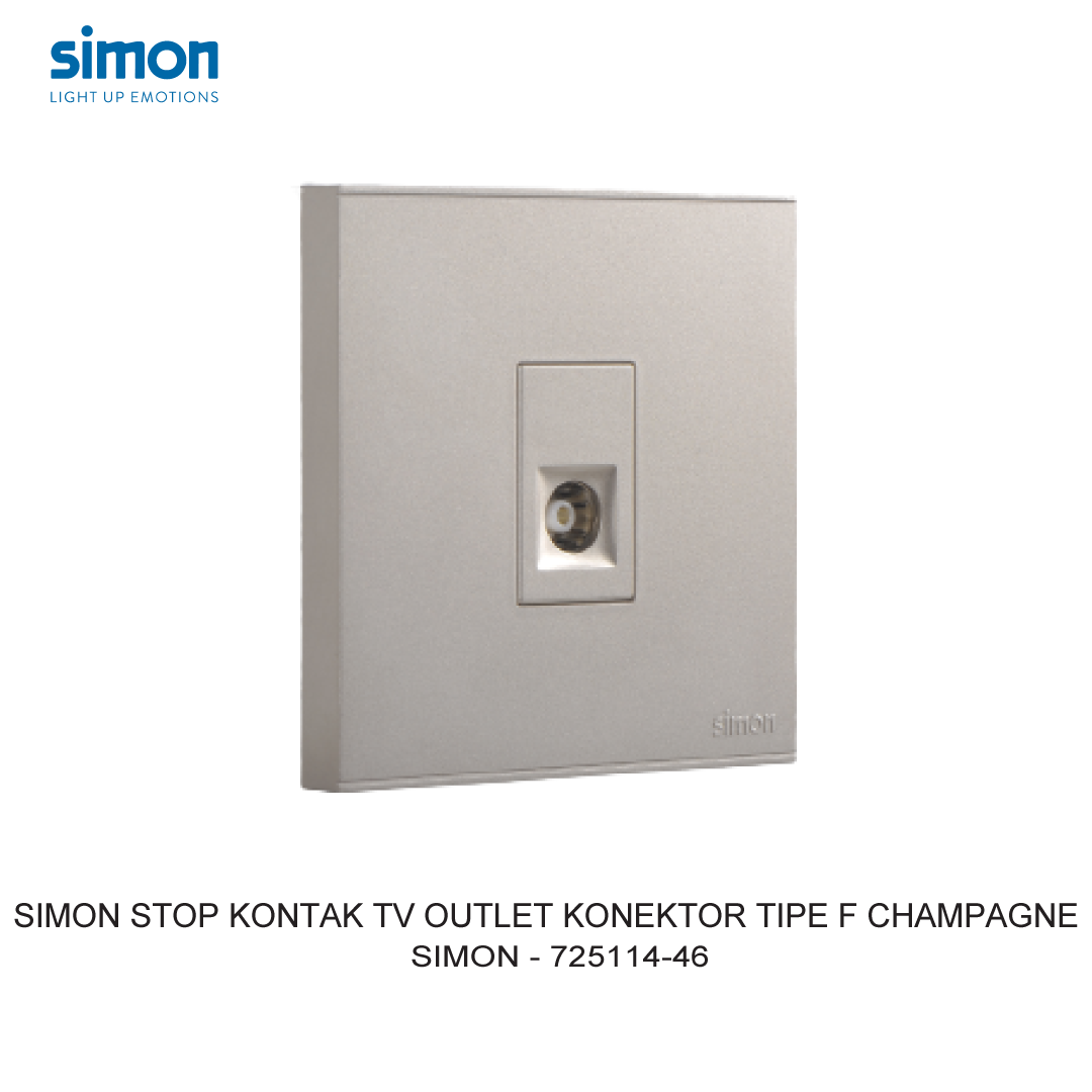 SIMON E6 STOP KONTAK TV OUTLET KONEKTOR TIPE F CHAMPAGNE
