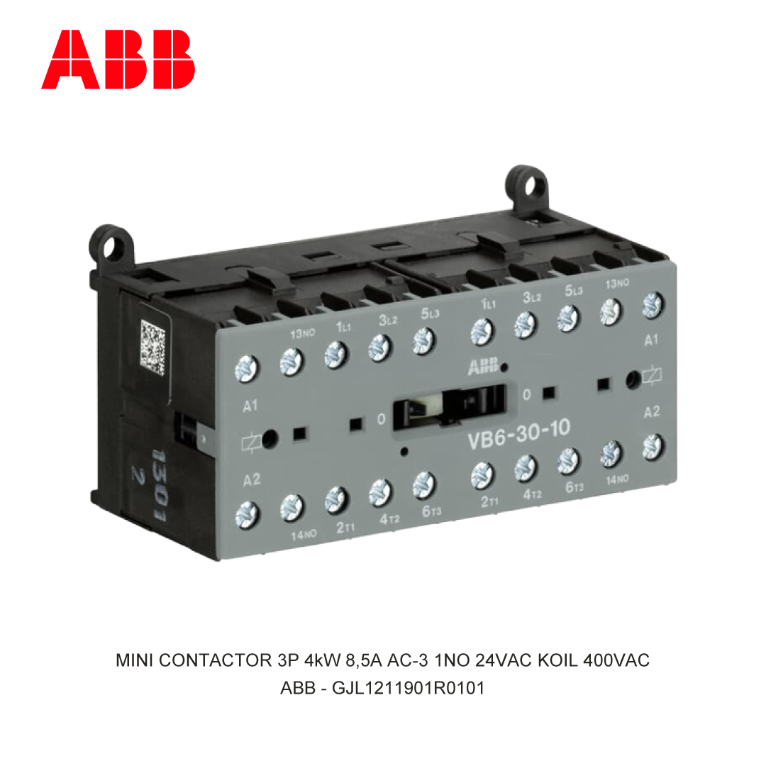 MINI KONTAKTOR 3P 4kW 8.5A AC-3 24V COIL 400VAC 1NO