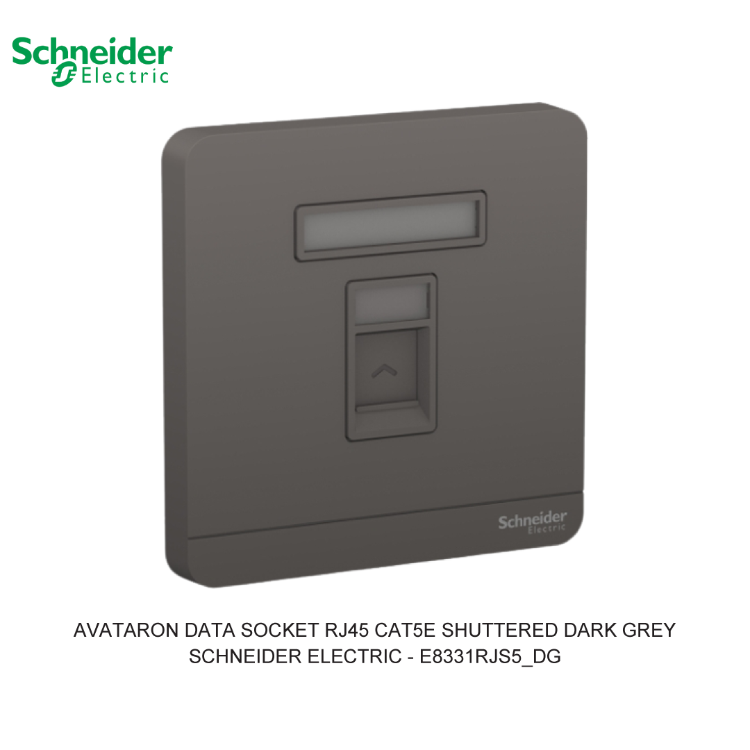 AVATARON DATA SOCKET RJ45 CAT5E SHUTTERED DARK GREY
