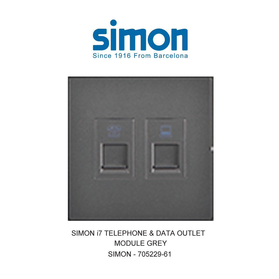 SIMON i7 STOP KONTAK TELEPON & DATA OUTLET ABU-ABU