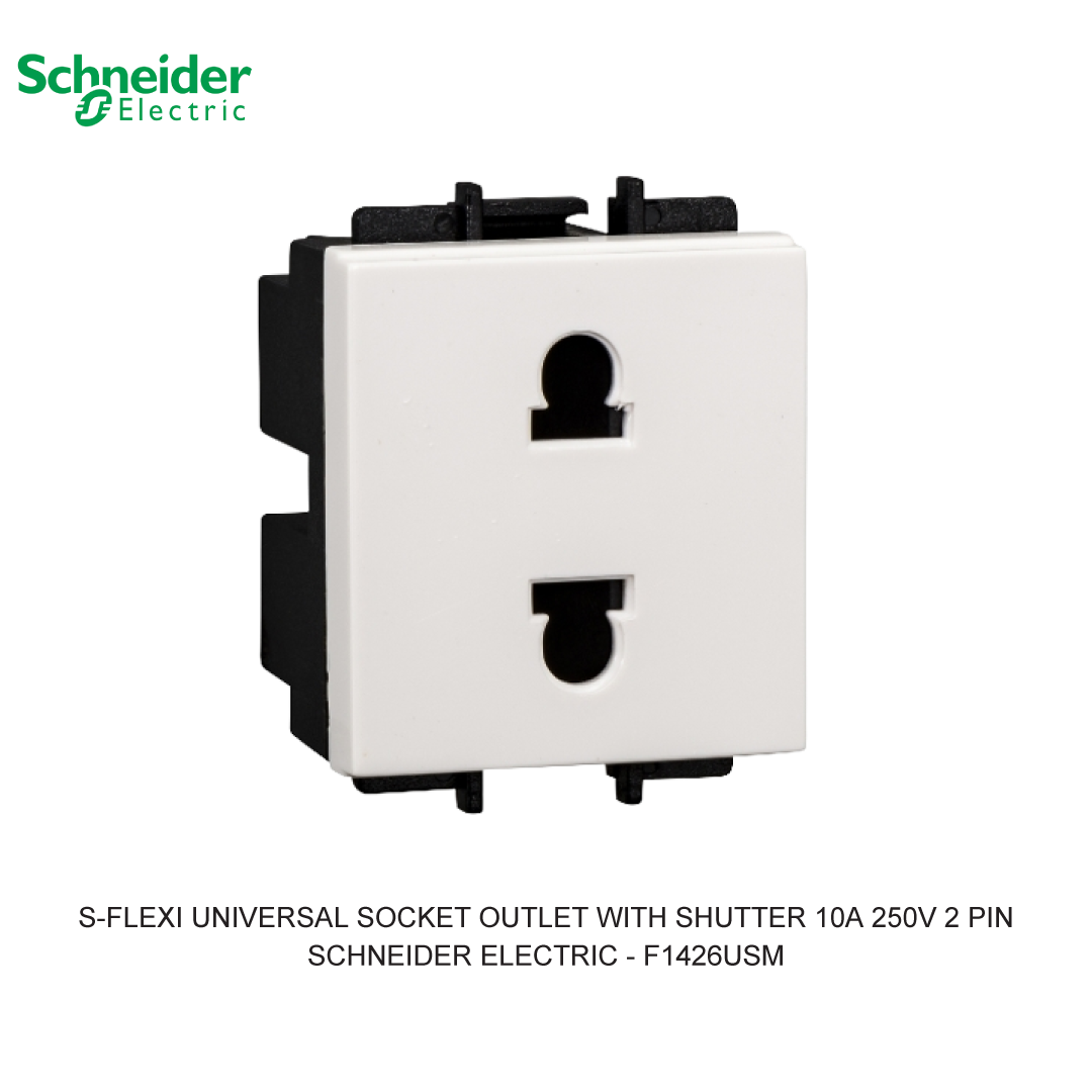 S-FLEXI UNIVERSAL SOCKET OUTLET WITH SHUTTER 10A 250V 2 PIN