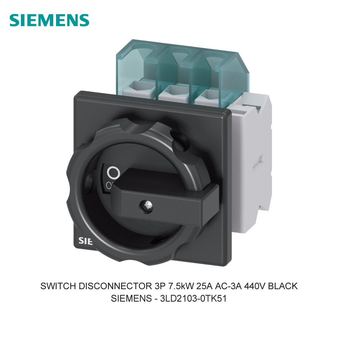 SWITCH DISCONNECTOR 3P 7.5kW 25A AC-3A 440V BLACK
