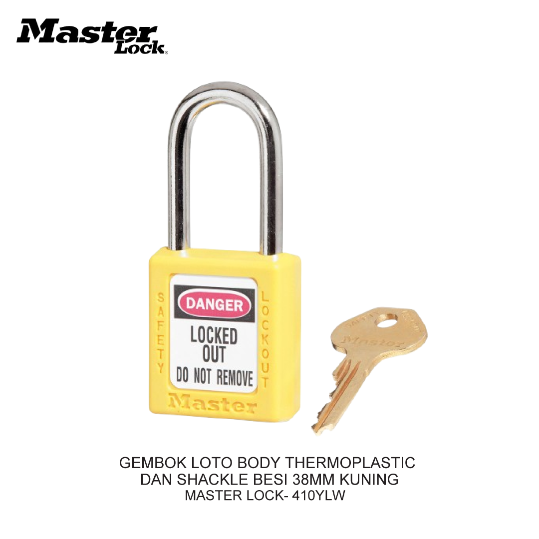 GEMBOK LOTO BODY THERMOPLASTIC DAN SHACKLE BESI 38MM KUNING