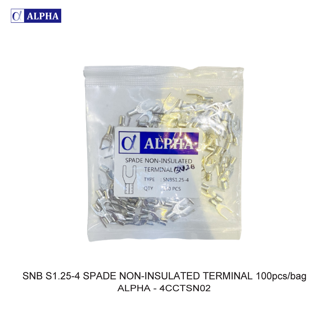 SNB S1.25-4 SPADE NON-INSULATED TERMINAL 100pcs/bag