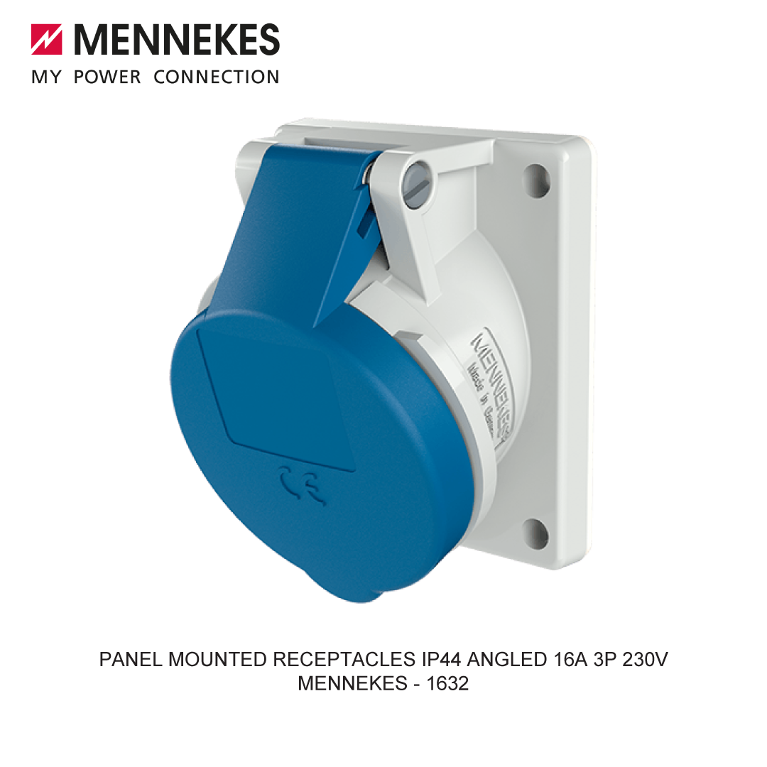 PANEL MOUNTED RECEPTACLES IP44 ANGLED 16A 3P 230V