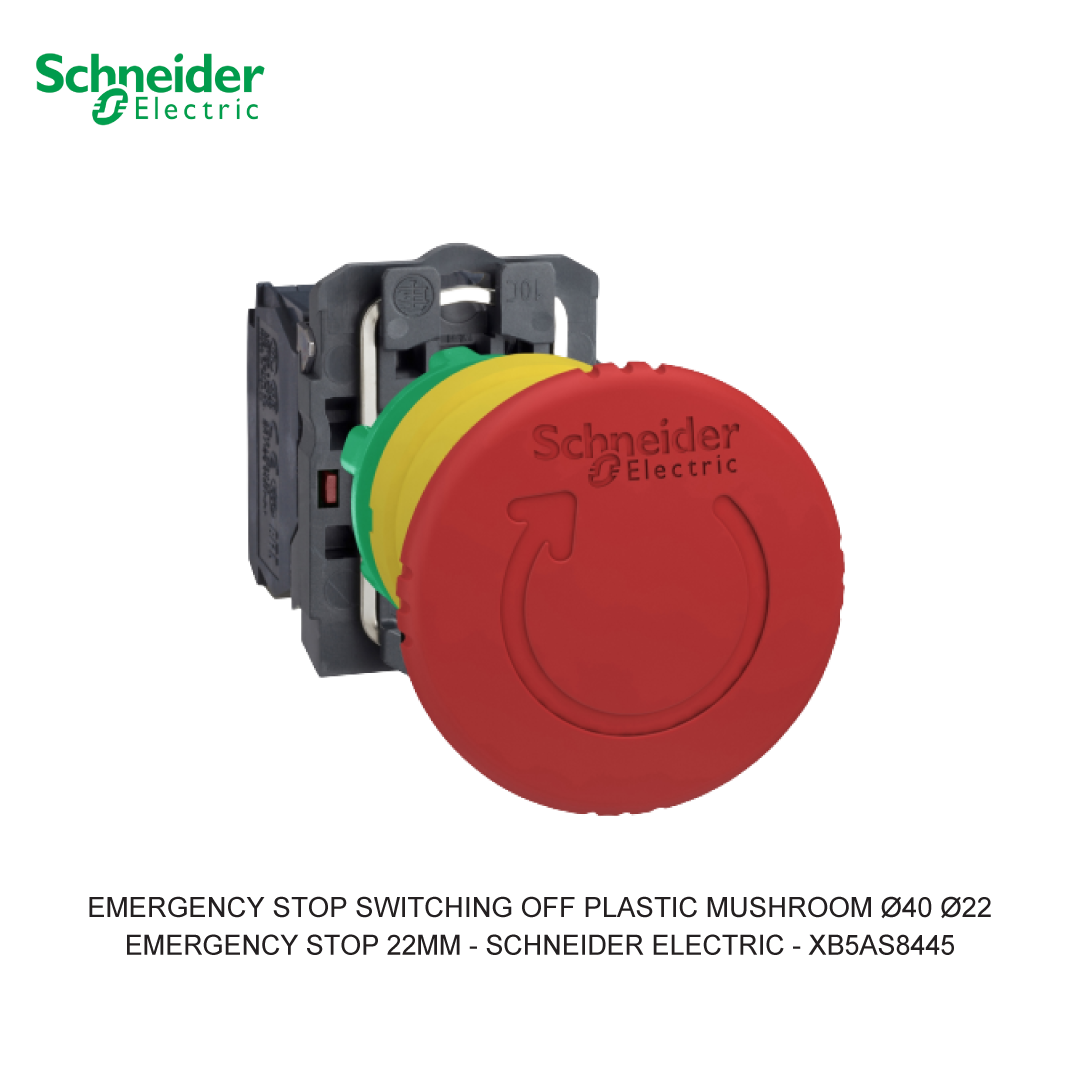 HARMONY XB5 EMERGENCY STOP SWITCHING OFF PLASTIC MUSHROOM Ø40 Ø22 TRIGGER LATCHING TURN TO RELEASE 1NO+1NC