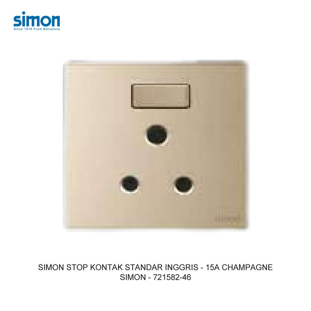 SIMON E6 BRITISH STANDARD SWITCHED SOCKET - 15A CHAMPAGNE