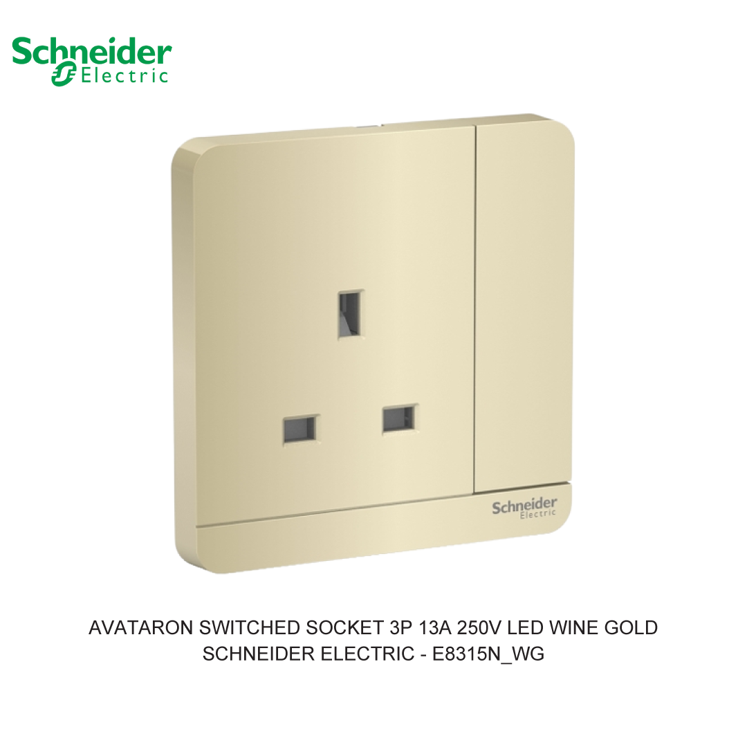 AVATARON SWITCHED SOCKET 3P 13A 250V LED WINE GOLD
