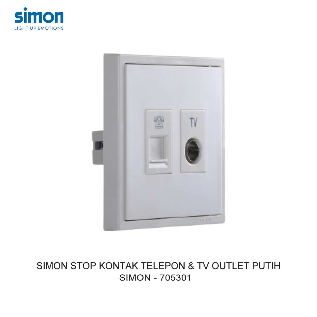 SIMON i7 STOP KONTAK TELEPON & TV OUTLET PUTIH