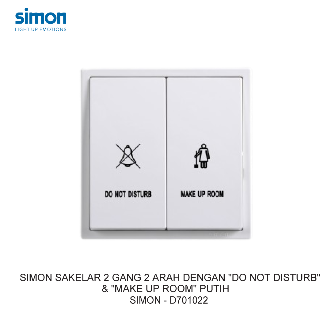 SIMON i7 2 GANG 2 WAY SWITCH MODULE WITH "DO NOT DISTURB" & "MAKE UP ROOM" WHITE