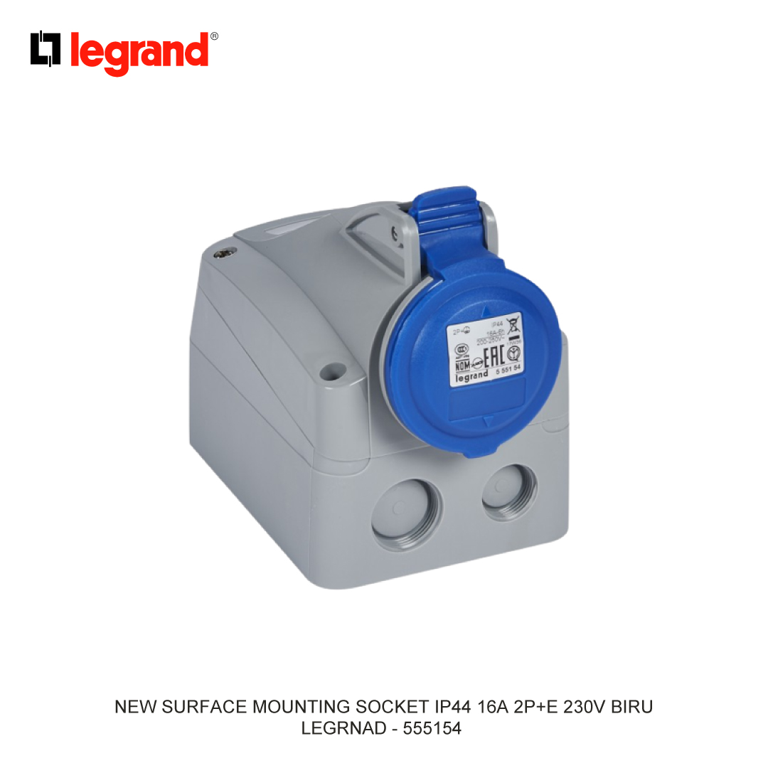 NEW SURFACE MOUNTING SOCKET IP44 16A 2P+E 230V BIRU