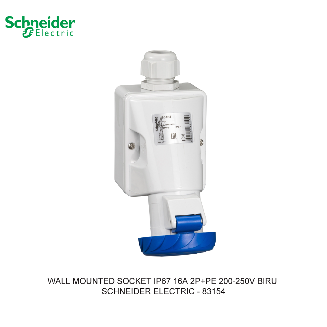 WALL MOUNTED SOCKET IP67 16A 2P+PE 200-250V BIRU