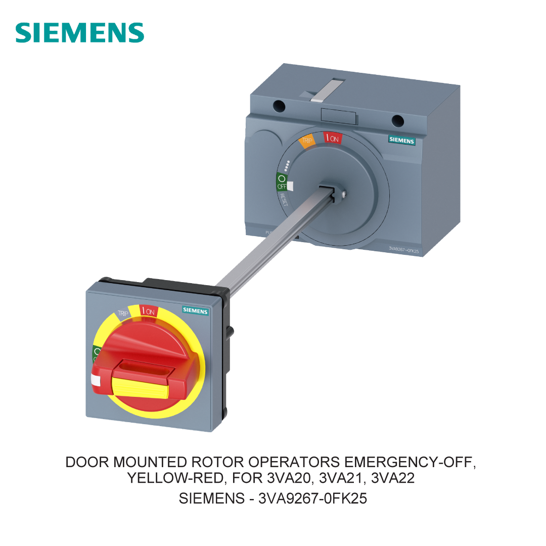 DOOR MOUNTED ROTOR OPERATORS EMERGENCY-OFF, YELLOW-RED, FOR 3VA20, 3VA21, 3VA22