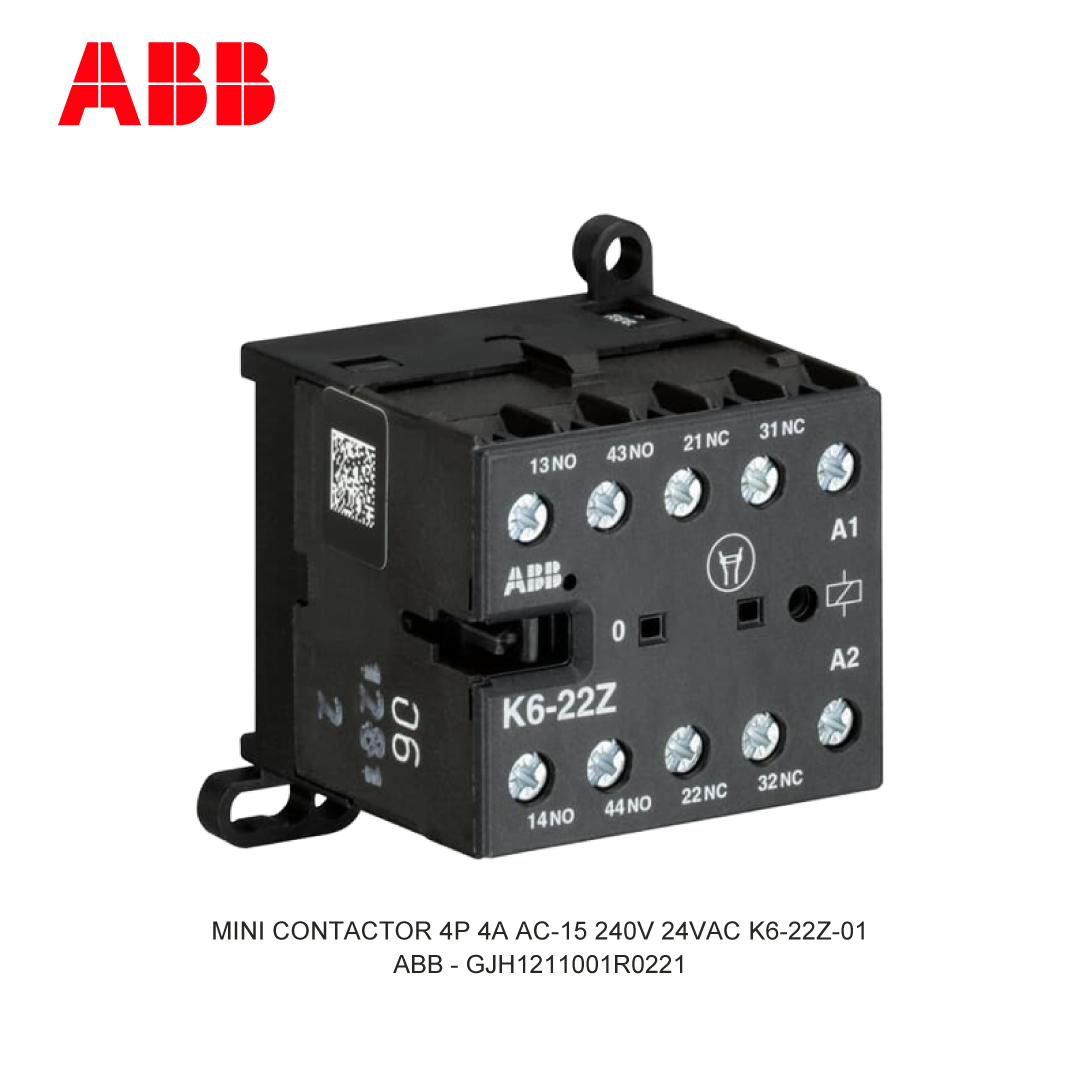 MINI CONTACTOR 4P 4A AC-15 240V 24VAC K6-22Z-01
