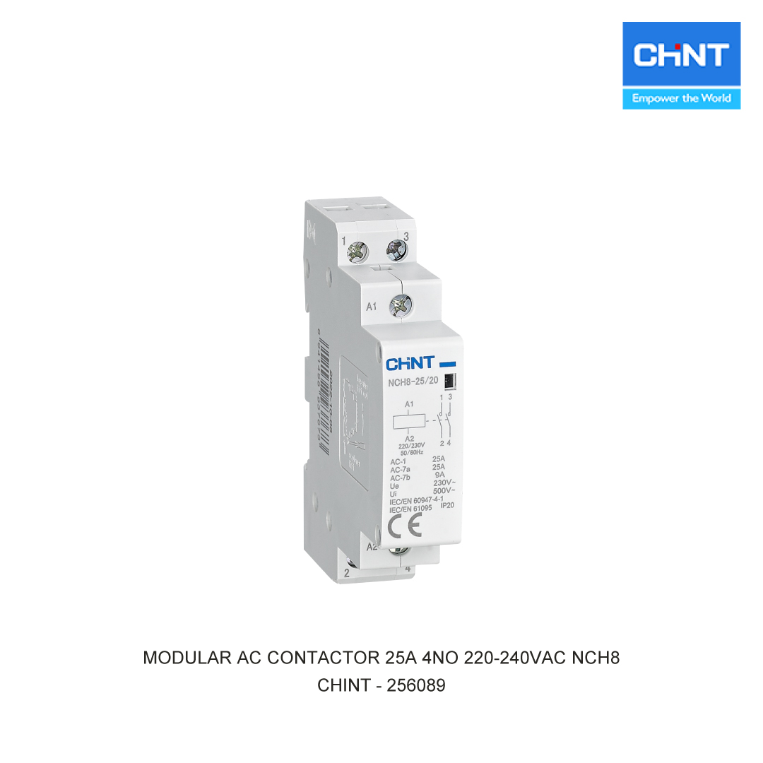 MODULAR AC CONTACTOR 25A 4NO 220-240VAC NCH8