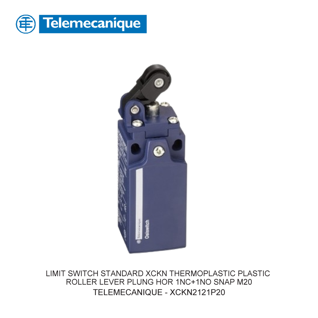 LIMIT SWITCH STANDARD XCKN THERMOPLASTIC PLASTIC ROLLER LEVER PLUNG HOR 1NC+1NO SNAP M20