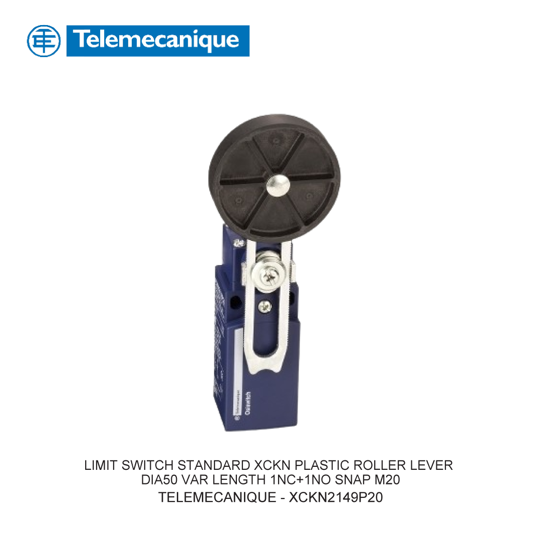 LIMIT SWITCH STANDARD XCKN PLASTIC ROLLER LEVER DIA50 VAR LENGTH 1NC+1NO SNAP M20