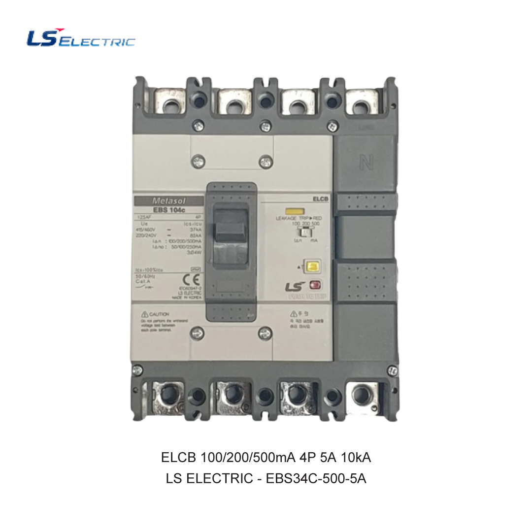 ELCB 100/200/500mA 4P 5A 10kA