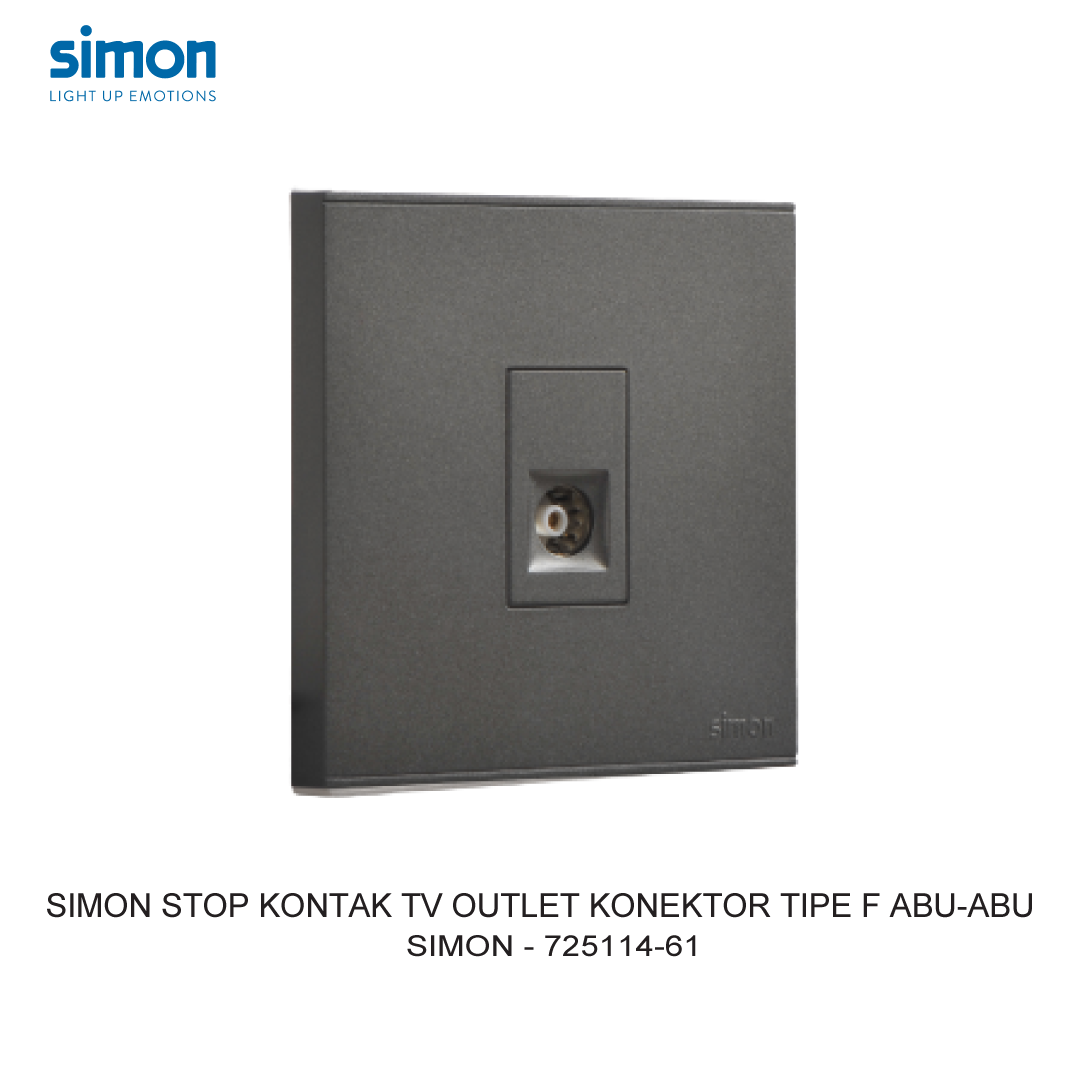 SIMON E6 STOP KONTAK TV OUTLET KONEKTOR TIPE F ABU-ABU