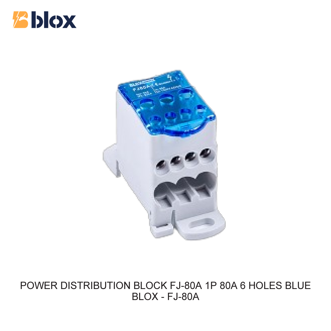 POWER DISTRIBUTION BLOCK FJ-80A 1P 80A 6 LUBANG BIRU