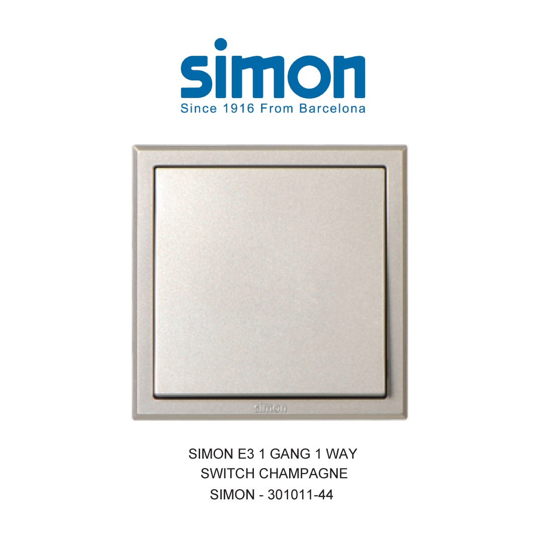 SIMON E3 SAKELAR 1 GANG 1 ARAH CHAMPAGNE