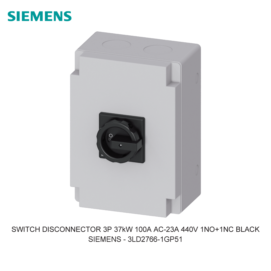 SWITCH DISCONNECTOR 3P 37kW 100A AC-23A 440V 1NO+1NC BLACK