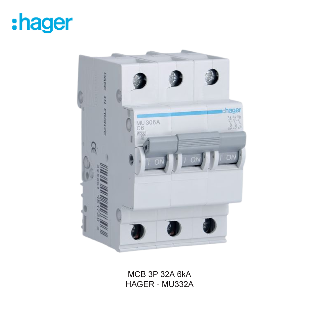 HAGER MCB 3P 32A 6kA KURVA C