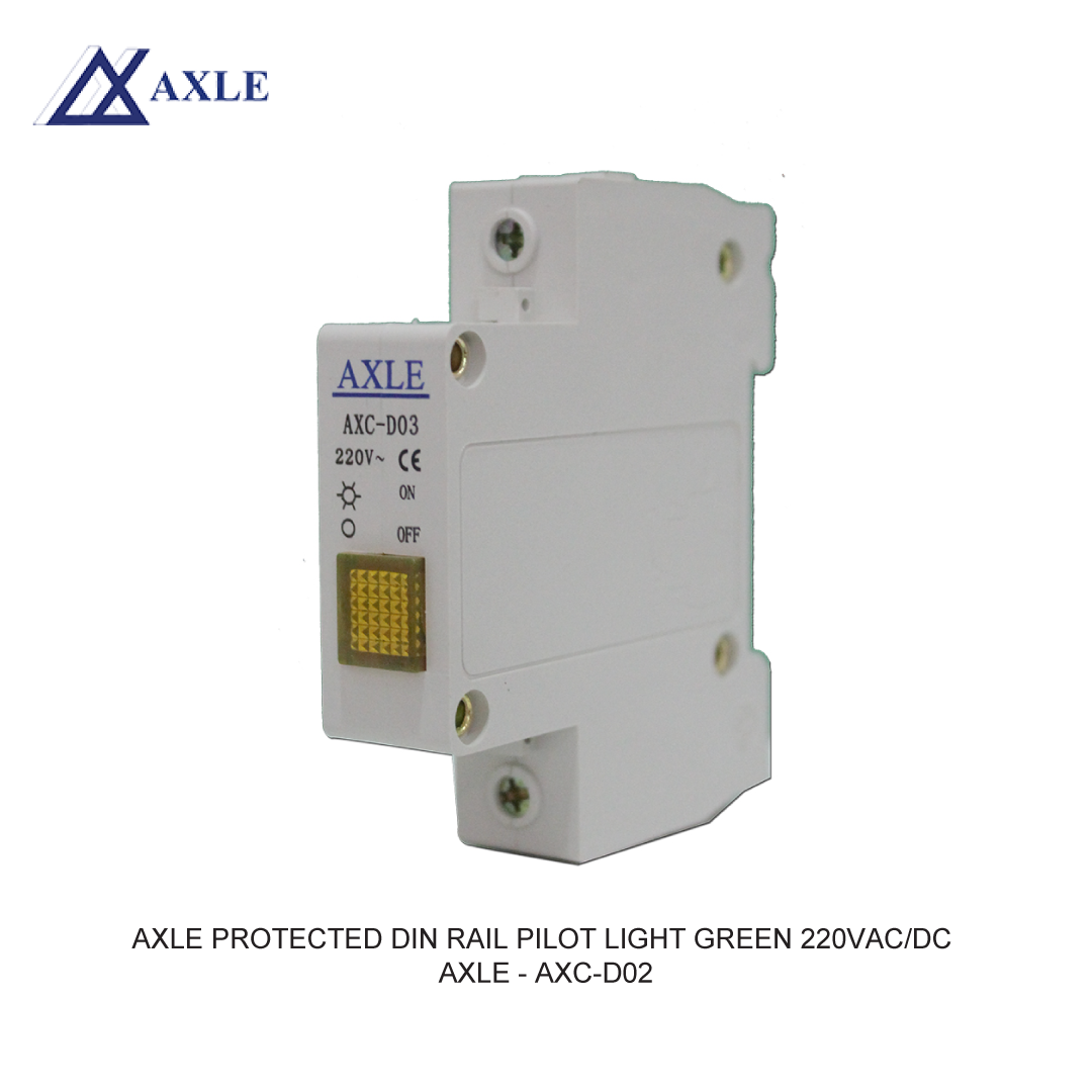 AXLE PROTECTED DIN RAIL PILOT LIGHT GREEN 220VAC/DC