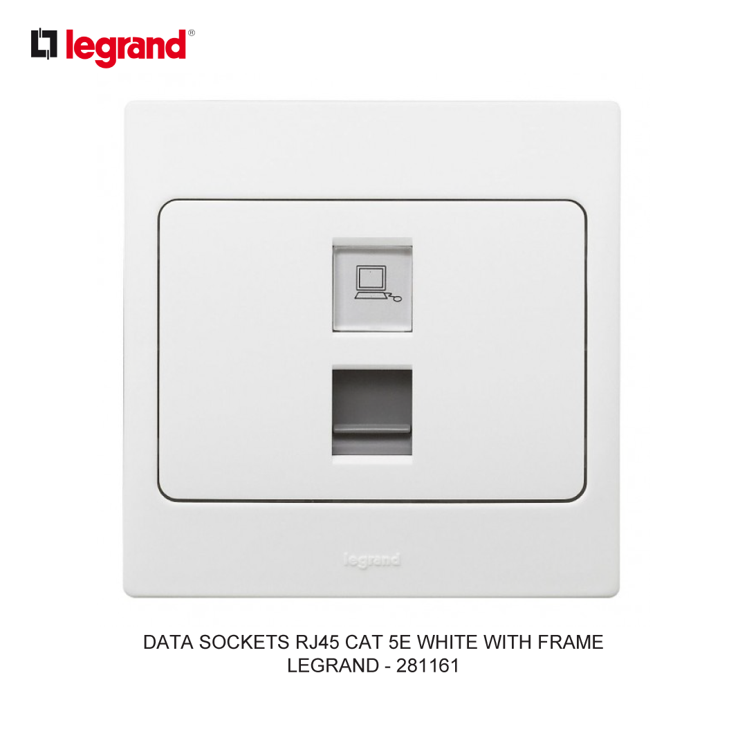 DATA SOCKETS RJ45 CAT 5E WHITE WITH FRAME
