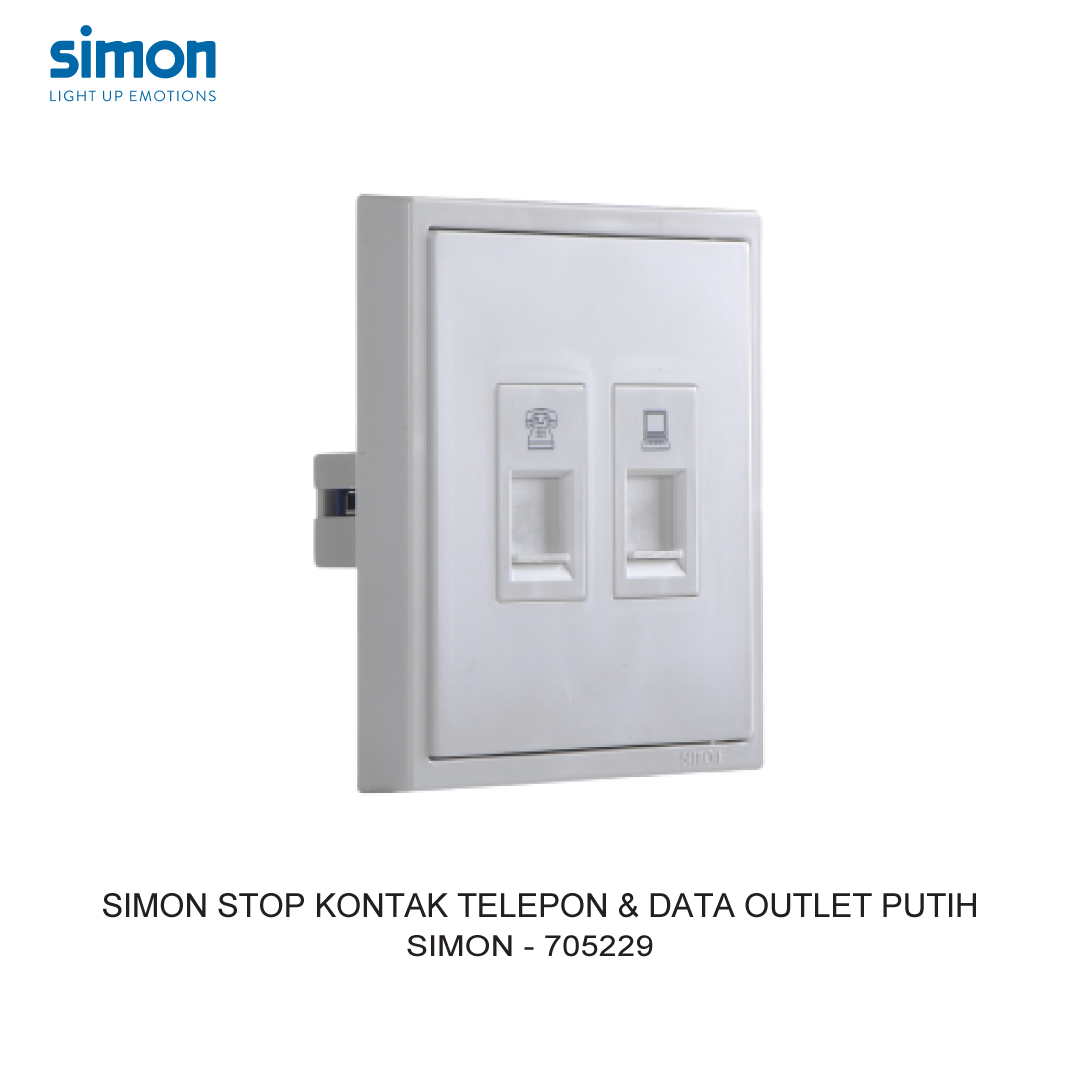 SIMON i7 STOP KONTAK TELEPON & DATA OUTLET PUTIH