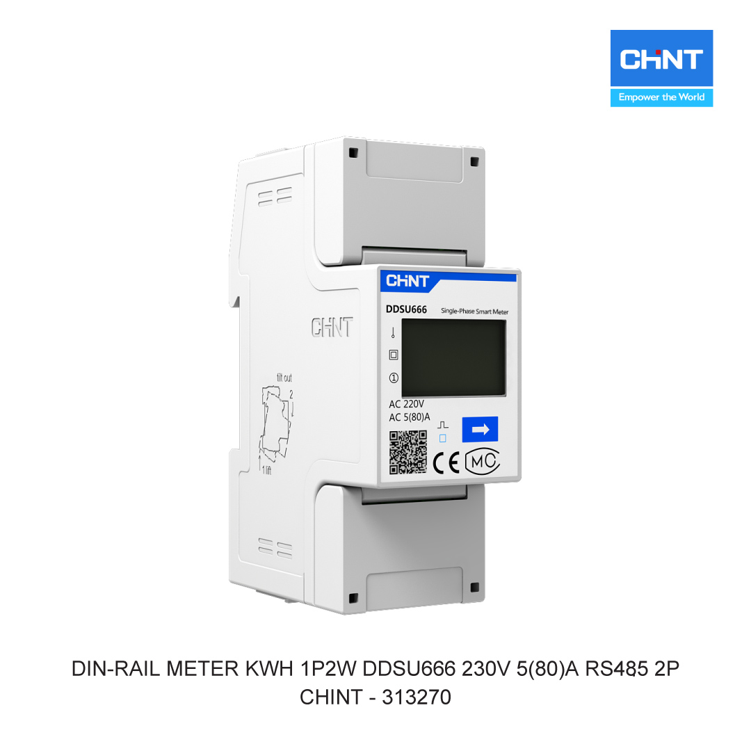 DIN-RAIL METER KWH 1P2W DDSU666 230V 5(80)A RS485 2P