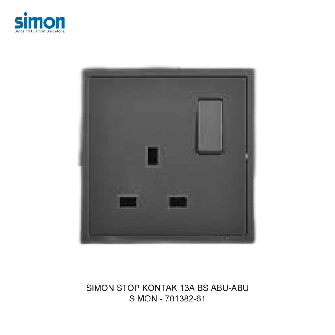 SIMON i7 STOP KONTAK 13A BS ABU-ABU