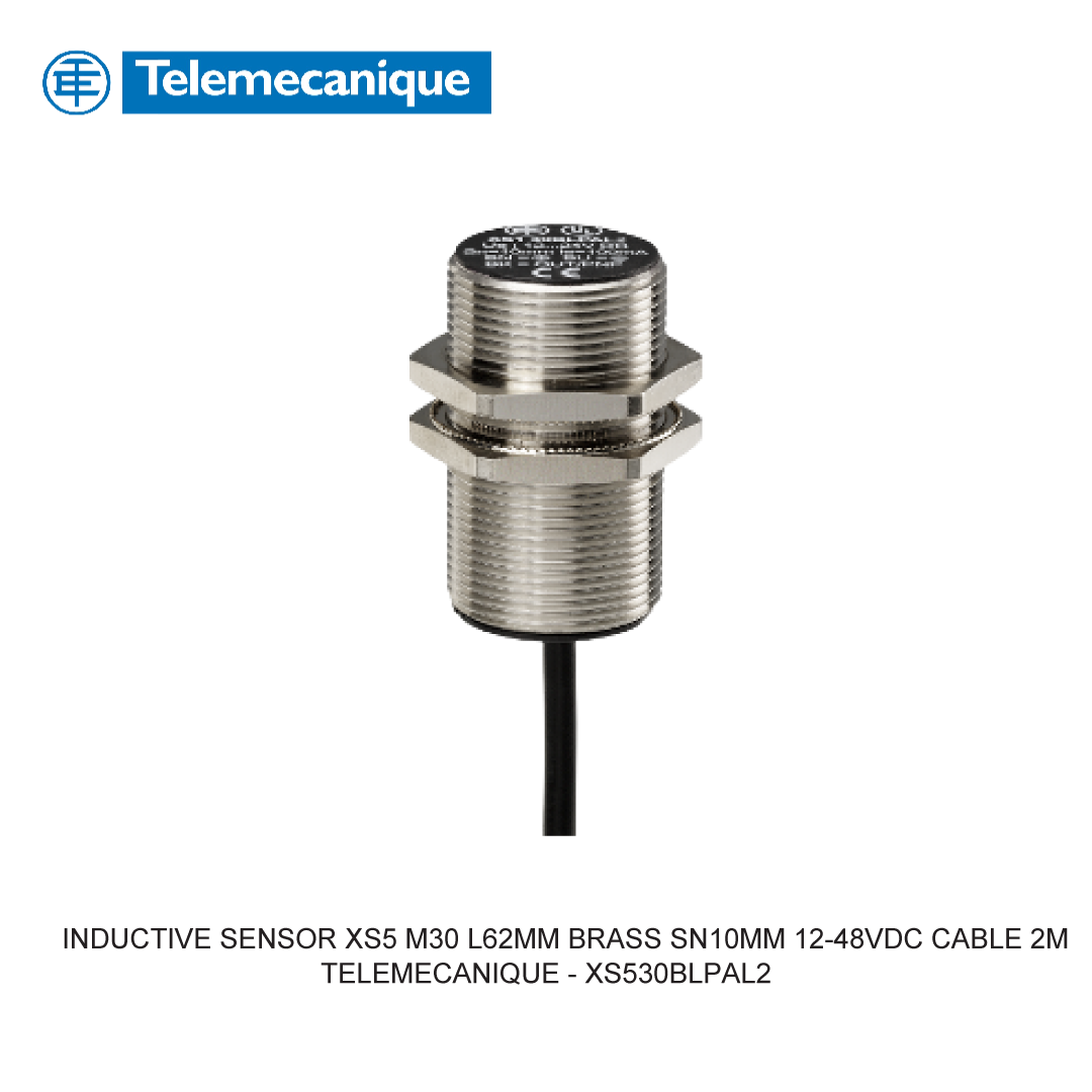 INDUCTIVE SENSOR XS5 M30 L62MM BRASS SN10MM 12-48VDC CABLE 2M