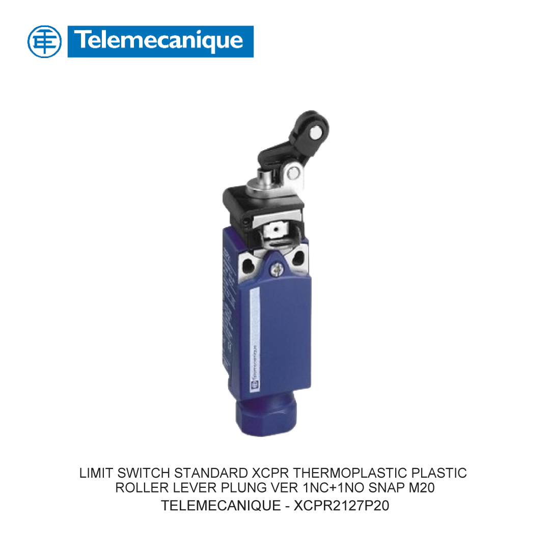 LIMIT SWITCH STANDARD XCPR THERMOPLASTIC PLASTIC ROLLER LEVER PLUNG VER 1NC+1NO SNAP M20
