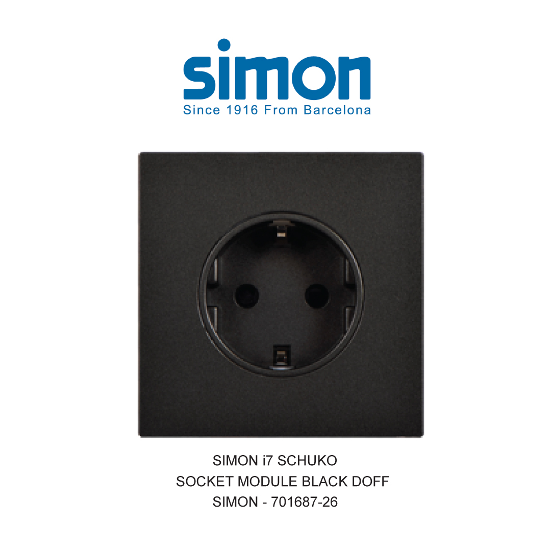 SIMON i7 STOP KONTAK SCHUKO MODUL HITAM