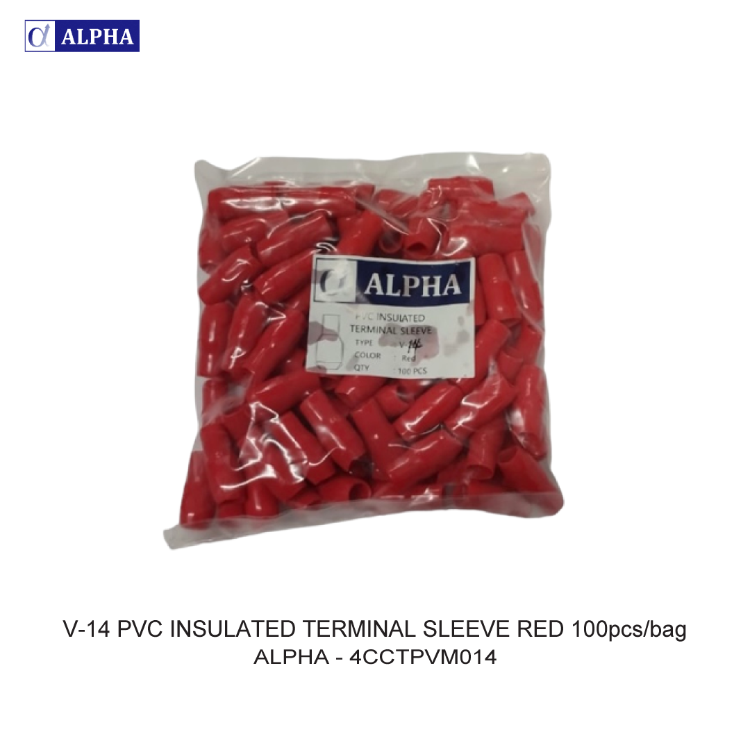 V-14 PVC INSULATED TERMINAL SLEEVE RED 100pcs/bag