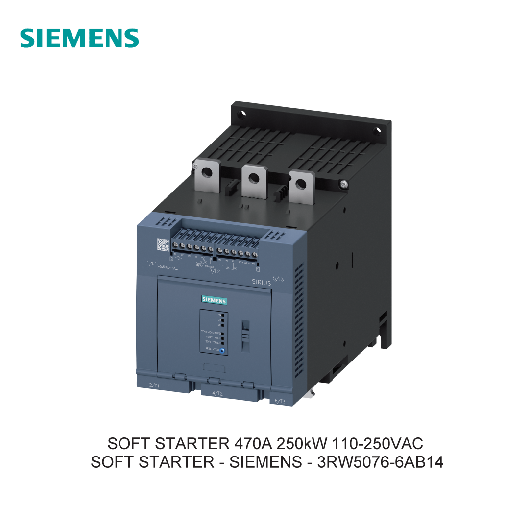 SOFT STARTER 470A 250KW 110-250VAC 3RW5076-6AB14 SIEMENS