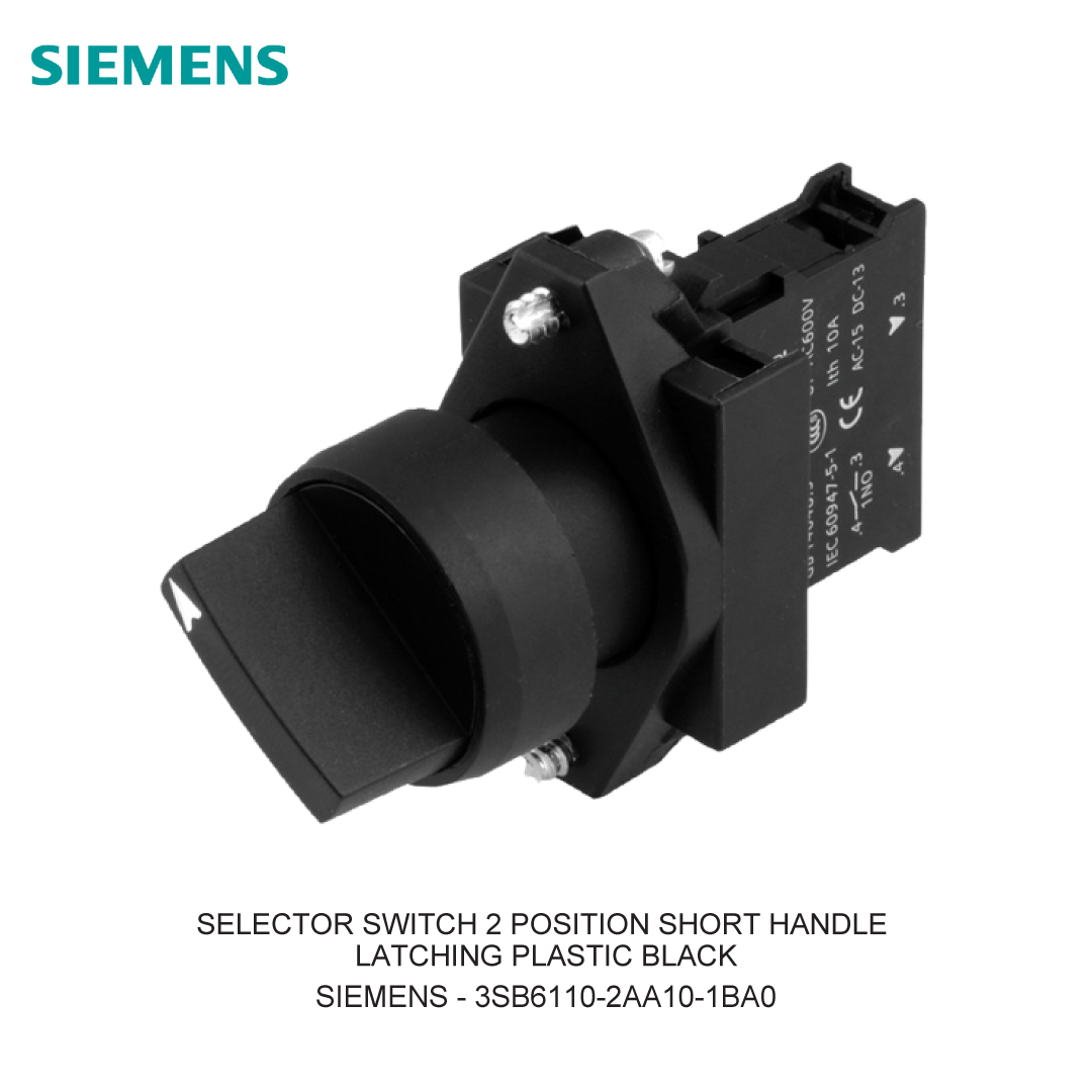 SELECTOR SWITCH 2 POSITION SHORT HANDLE LATCHING PLASTIC BLACK
