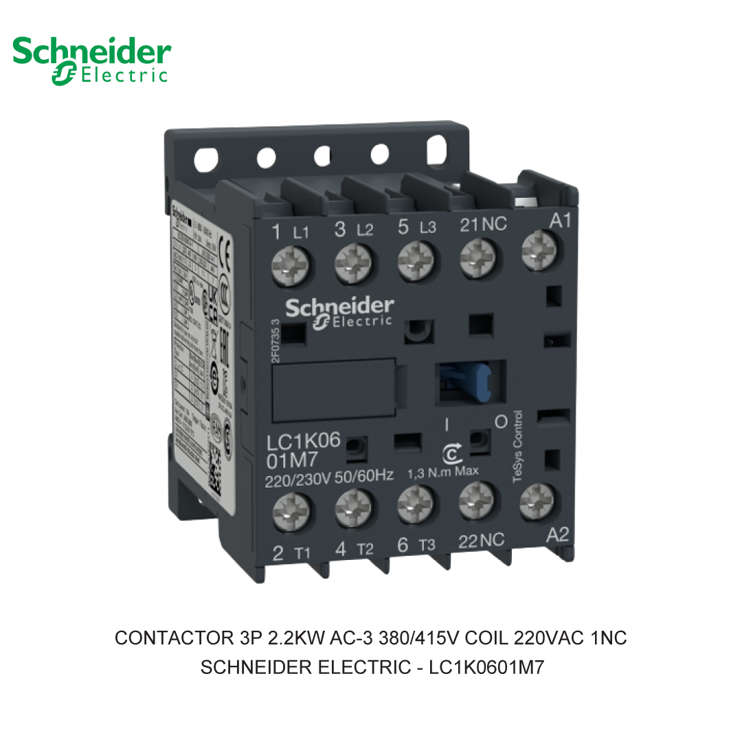CONTACTOR 3P 2.2KW AC-3 380/415V COIL 220VAC 1NC